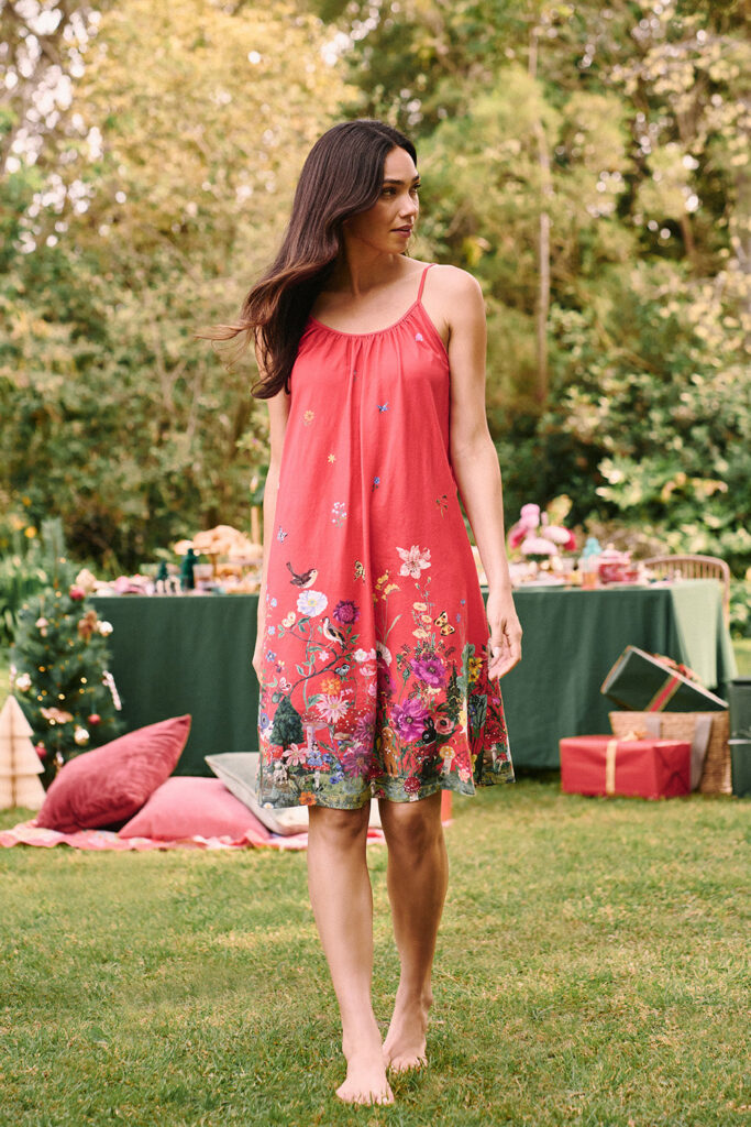 Nathalie Lété Cami Dress - Forest Red Print