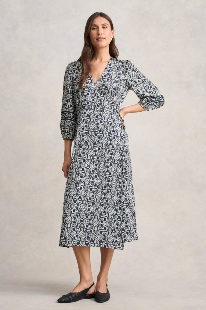 Printed Wrap Dress - Two Tone Print