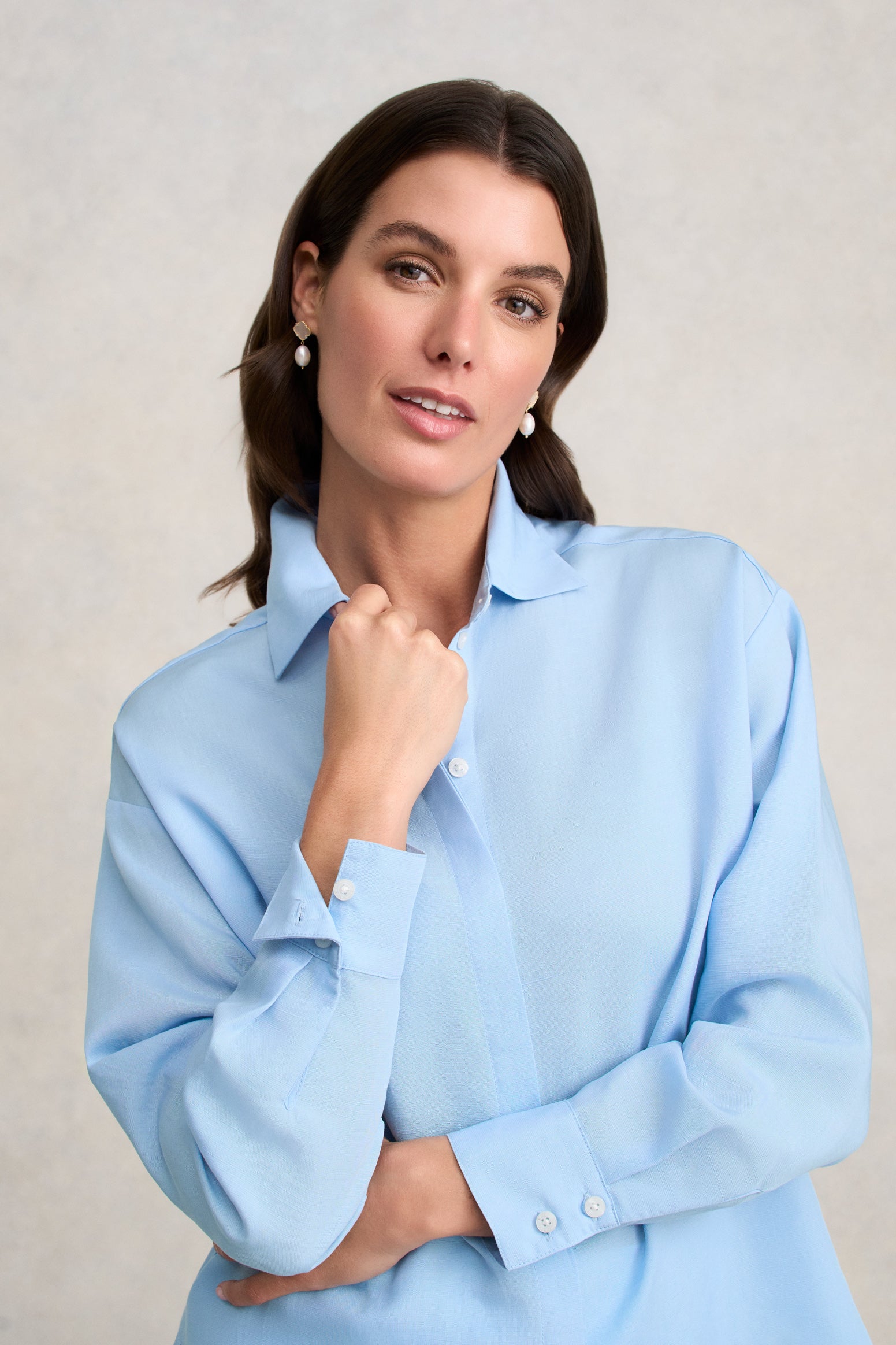 Split Back Relaxed Fit Shirt - Airey Blue