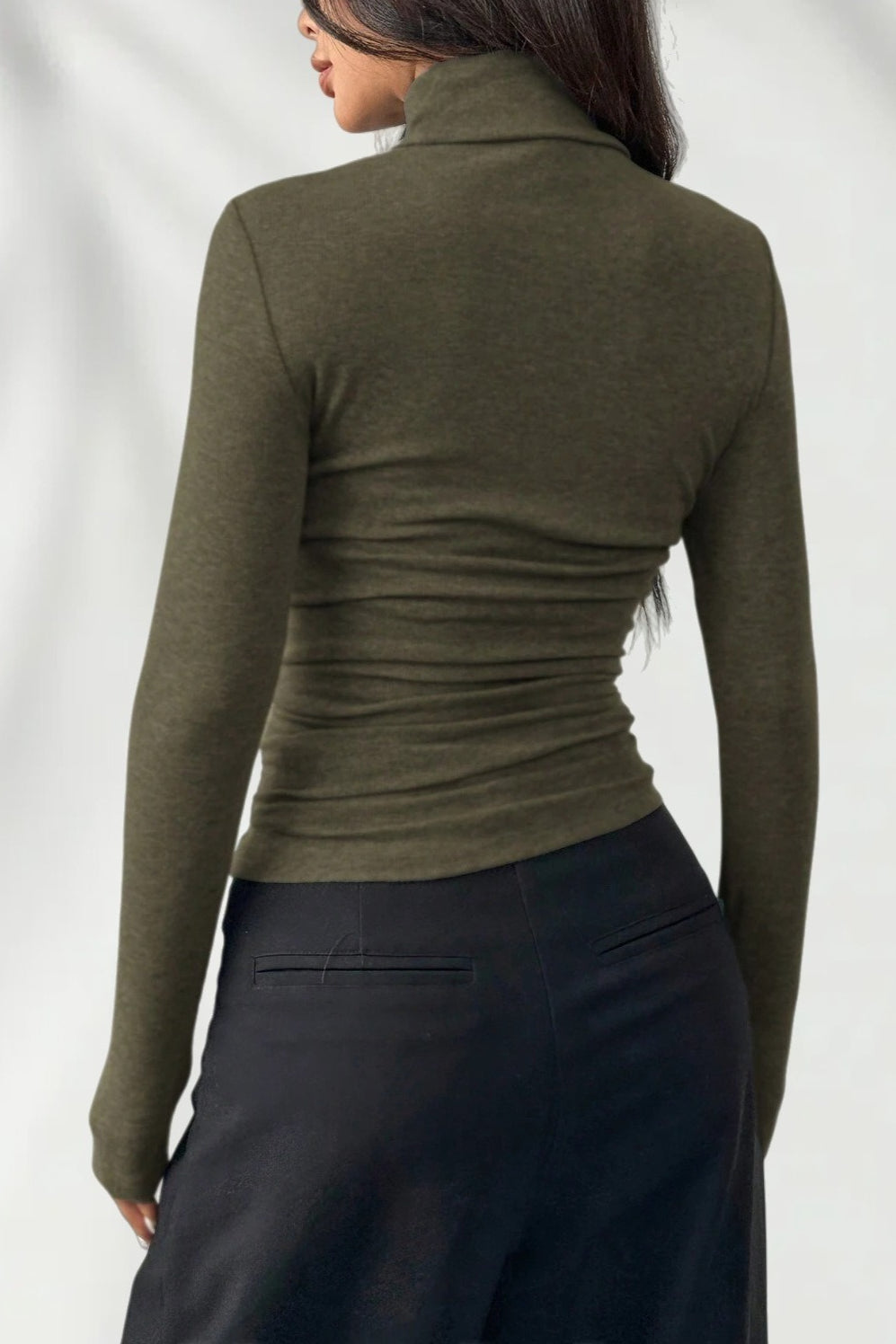 Elegant Fitted Long Sleeve Turtle Neck Knit Top