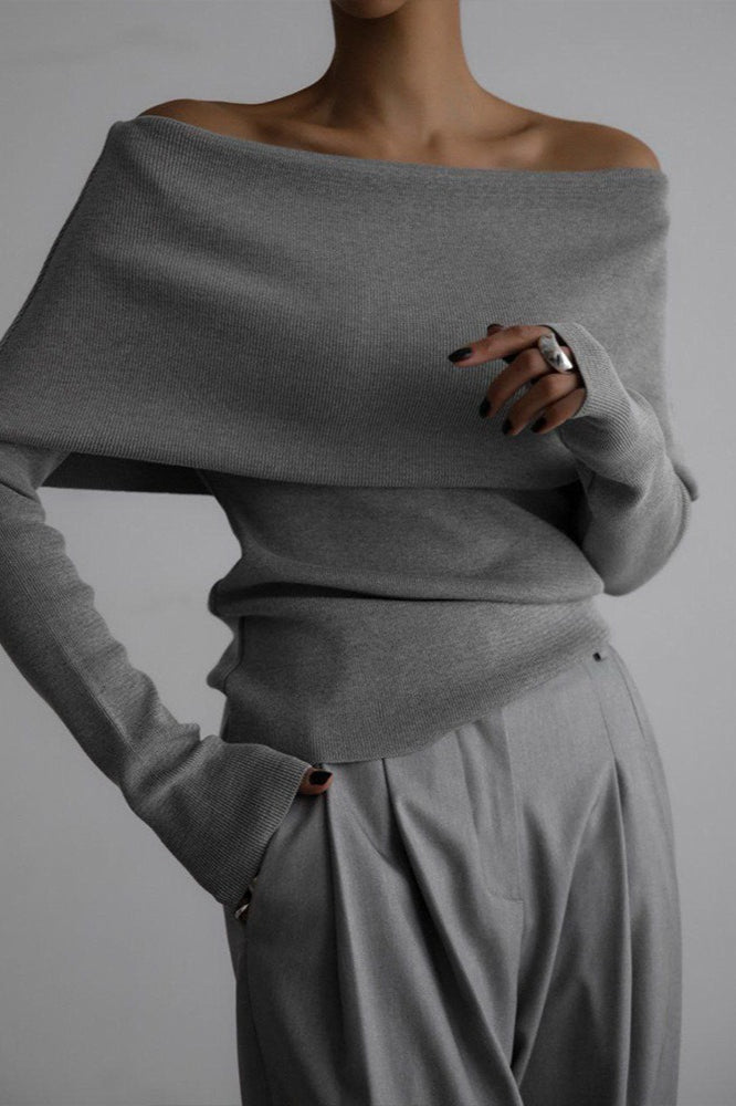 Slim Fit Slit Neck Long Sleeve Knit Top