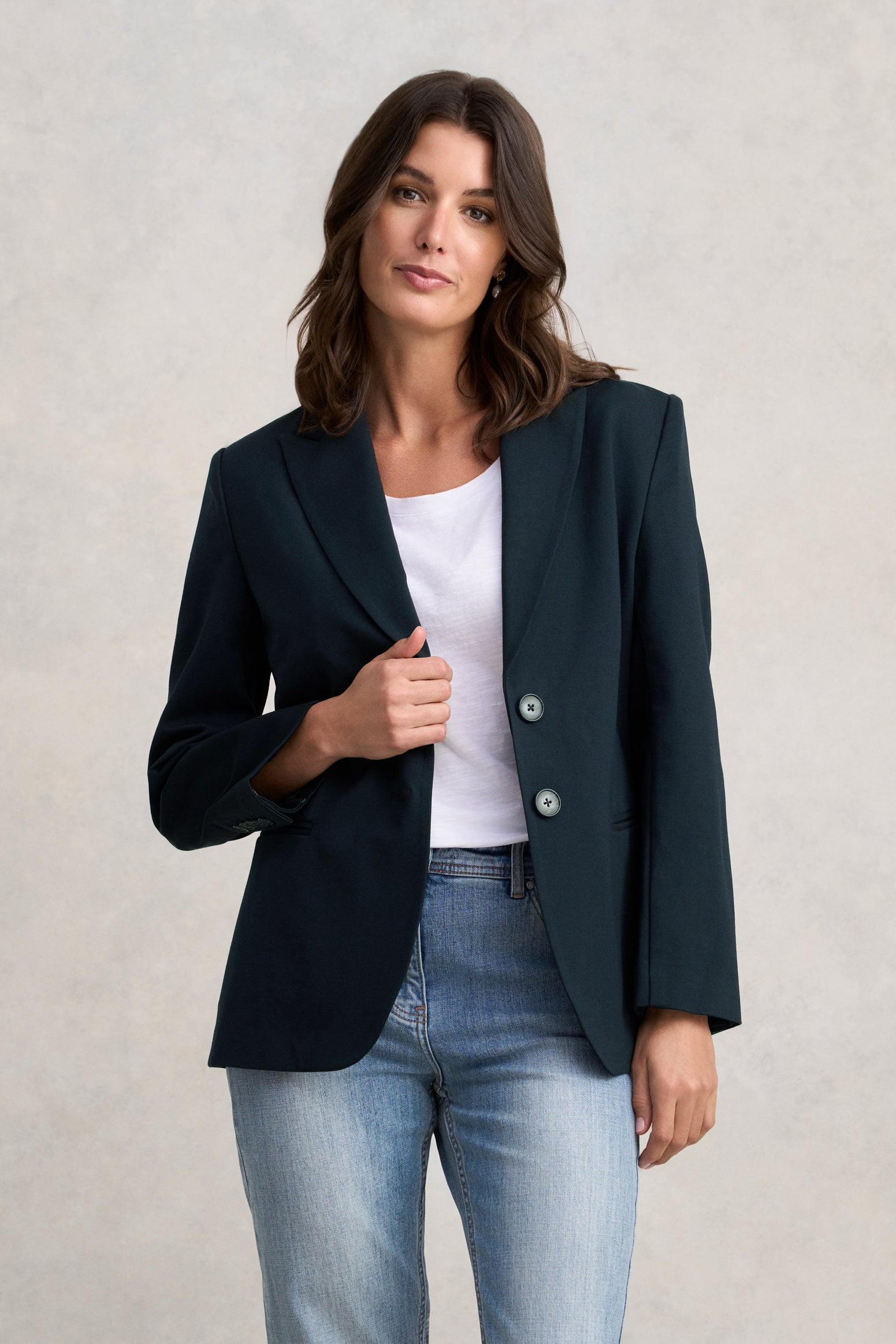 Single Breasted Ponte Blazer - Ink